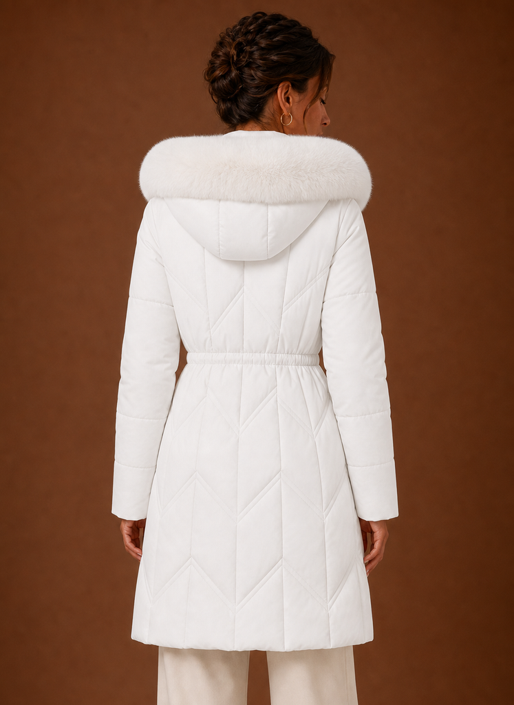 Lange pufferjas dames met bontrand – afbeelding 15