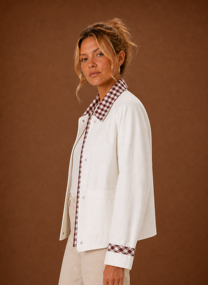 Barn jas dames met geruite kraag – afbeelding 6