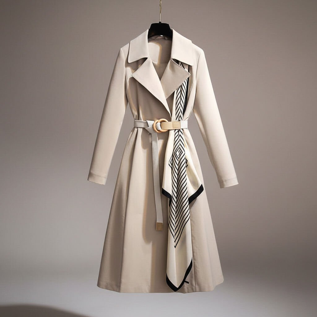 Overgangsjas Dames – Elegante Lange Mantel met Verfijnde Afwerking
