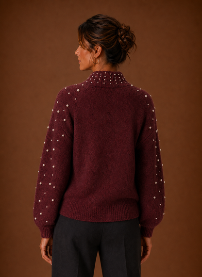 Gebreide trui dames met pareldetails – afbeelding 7
