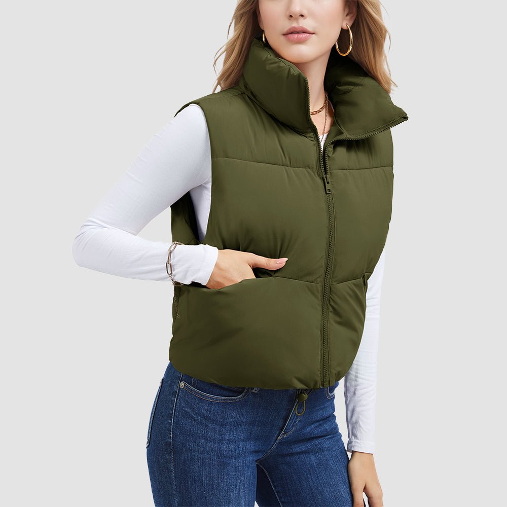 Women's Cropped Puffer Vest Lightweight Winter Outerwear